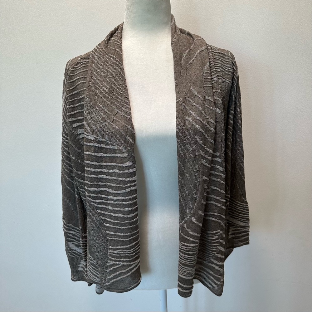 Lafayette 148 Jacquard Knit Sheer Animal Print Shrug Cardigan Women’s Size Small
